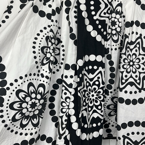 Cato Womens Skirt 10 Black & White Polka Dot Print Side Zip Pleats Full Skirt - Picture 3 of 8